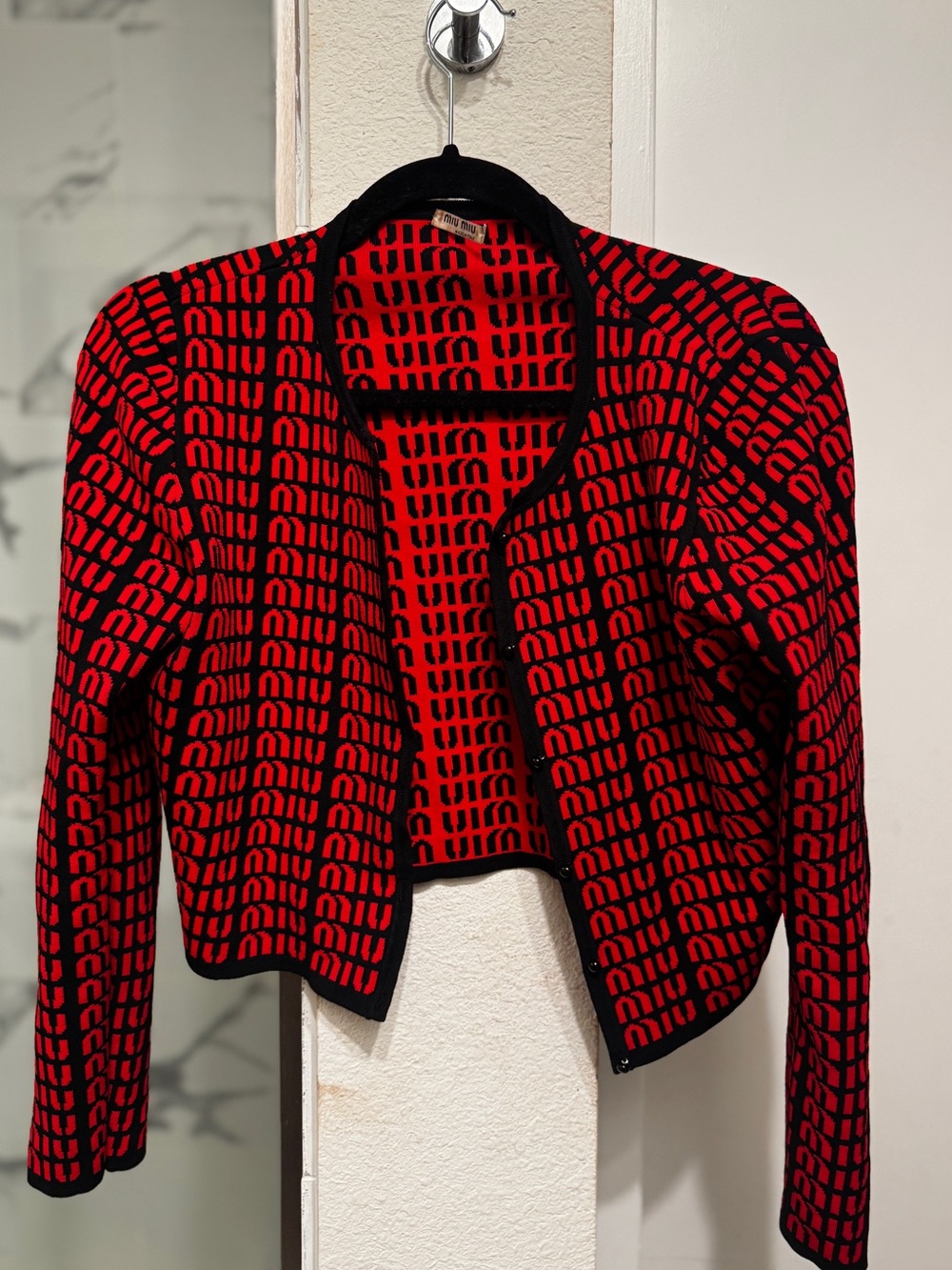 Miu Miu Cropped LOGO CARDIGAN*